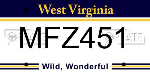 MFZ451 West Virginia License Plate