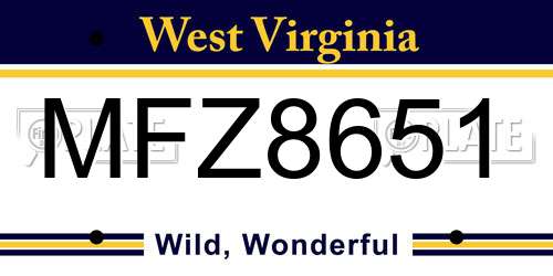 MFZ8651 West Virginia License Plate