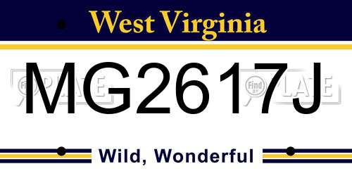 MG2617J West Virginia License Plate