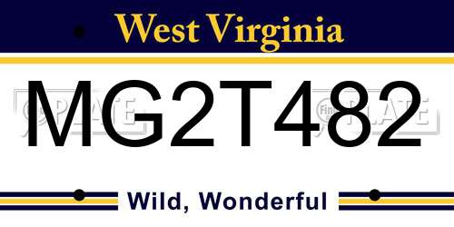 MG2T482 West Virginia License Plate
