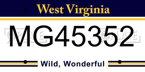MG45352 West Virginia License Plate