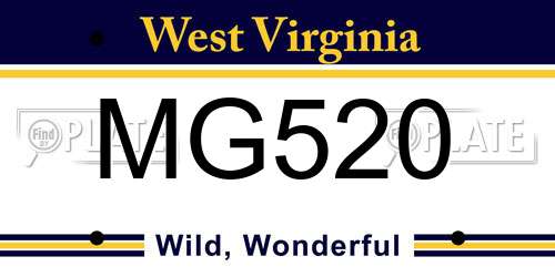 MG520 West Virginia License Plate