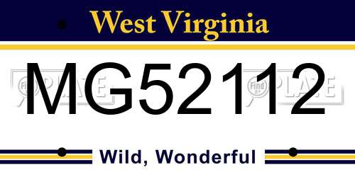 MG52112 West Virginia License Plate