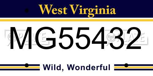 MG55432 West Virginia License Plate