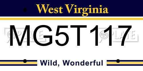 MG5T117 West Virginia License Plate