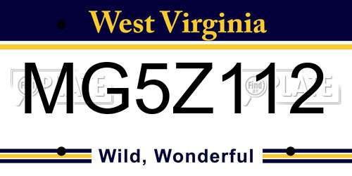 MG5Z112 West Virginia License Plate