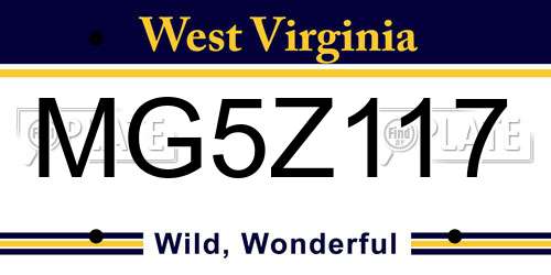 MG5Z117 West Virginia License Plate