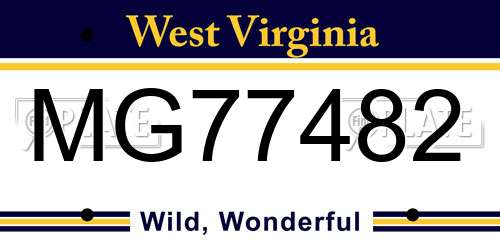 MG77482 West Virginia License Plate