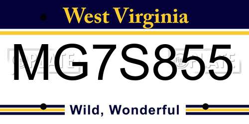 MG7S855 West Virginia License Plate