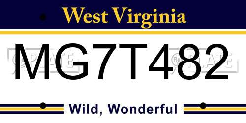 MG7T482 West Virginia License Plate