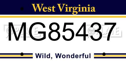 MG85437 West Virginia License Plate