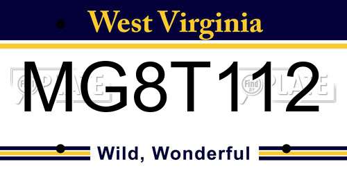MG8T112 West Virginia License Plate