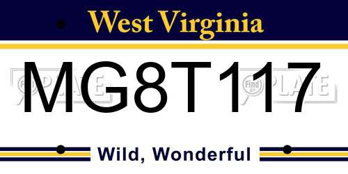 MG8T117 West Virginia License Plate