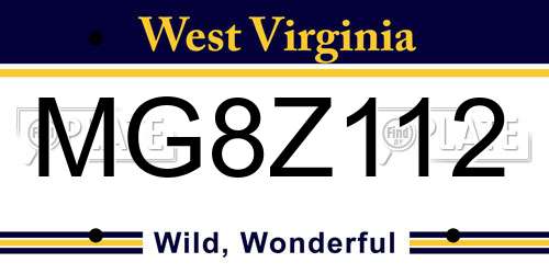 MG8Z112 West Virginia License Plate