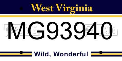 MG93940 West Virginia License Plate