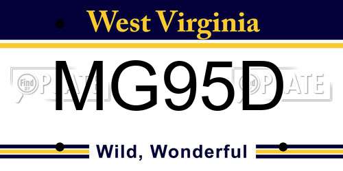 MG95D West Virginia License Plate