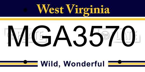 MGA3570 West Virginia License Plate