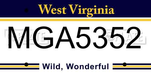 MGA5352 West Virginia License Plate