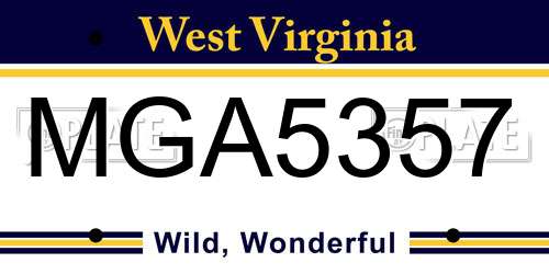 MGA5357 West Virginia License Plate