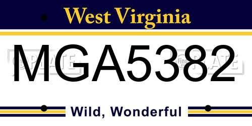 MGA5382 West Virginia License Plate
