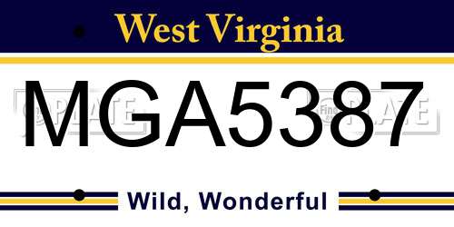 MGA5387 West Virginia License Plate