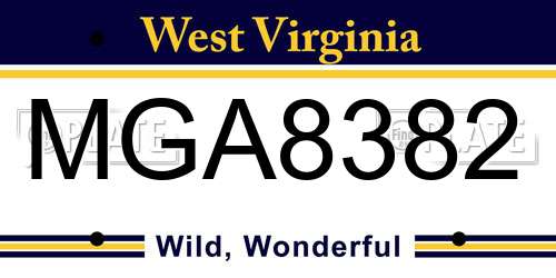 MGA8382 West Virginia License Plate