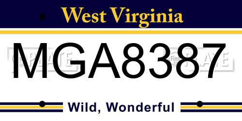 MGA8387 West Virginia License Plate