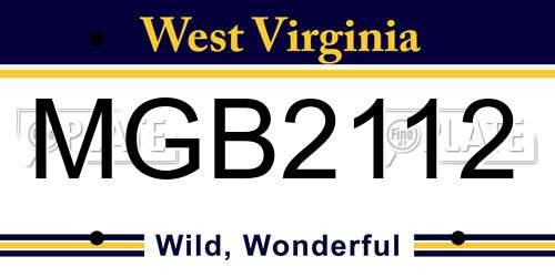 MGB2112 West Virginia License Plate