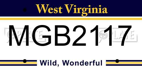 MGB2117 West Virginia License Plate