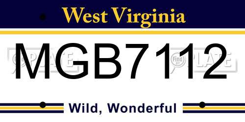 MGB7112 West Virginia License Plate