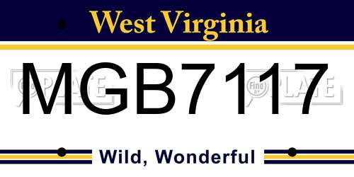 MGB7117 West Virginia License Plate