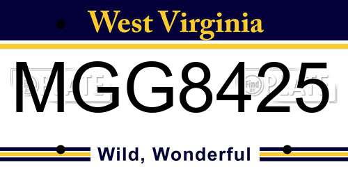 MGG8425 West Virginia License Plate