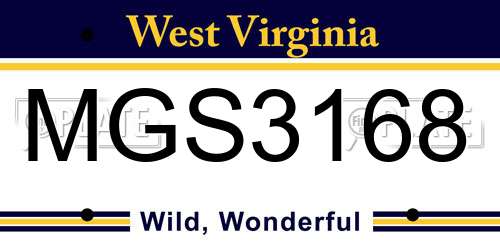 MGS3168 West Virginia License Plate