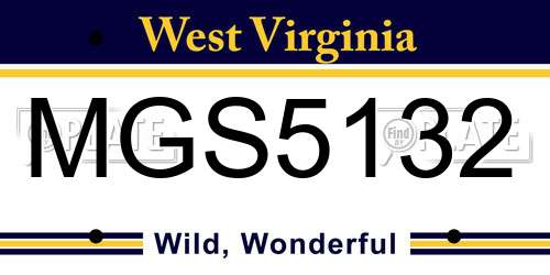 MGS5132 West Virginia License Plate