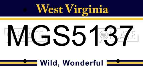 MGS5137 West Virginia License Plate