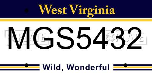MGS5432 West Virginia License Plate
