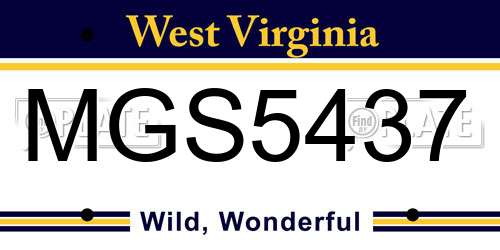 MGS5437 West Virginia License Plate