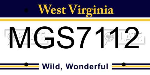 MGS7112 West Virginia License Plate