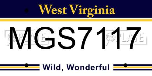 MGS7117 West Virginia License Plate