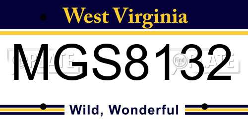 MGS8132 West Virginia License Plate