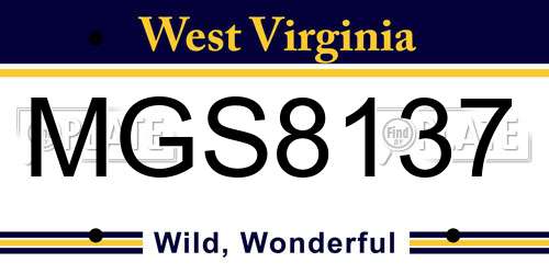 MGS8137 West Virginia License Plate