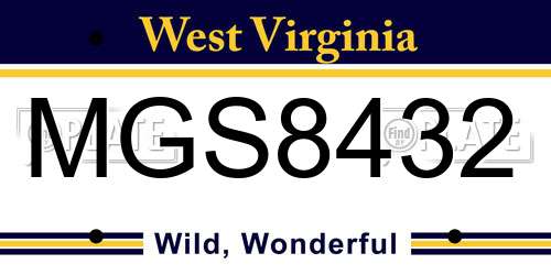 MGS8432 West Virginia License Plate