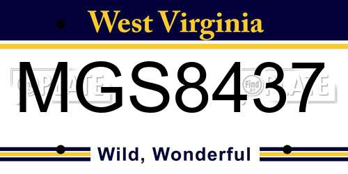 MGS8437 West Virginia License Plate