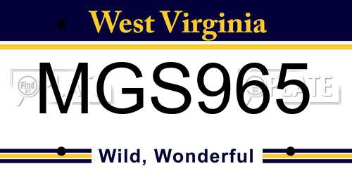 MGS965 West Virginia License Plate