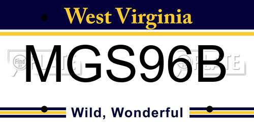 MGS96B West Virginia License Plate
