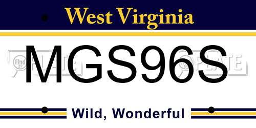 MGS96S West Virginia License Plate