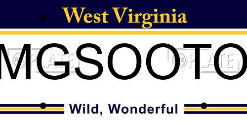 MGSOOTO West Virginia License Plate