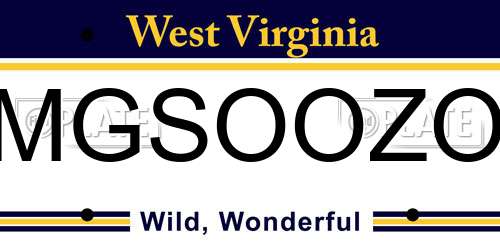 MGSOOZO West Virginia License Plate