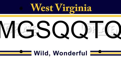 MGSQQTQ West Virginia License Plate
