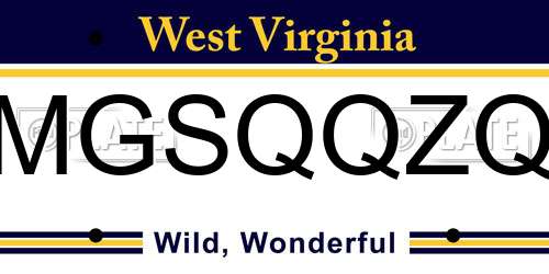 MGSQQZQ West Virginia License Plate